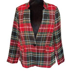 Appleseed's Petite Tartan Blazer Women’s Size 14P Multi Colors Lined Dressy